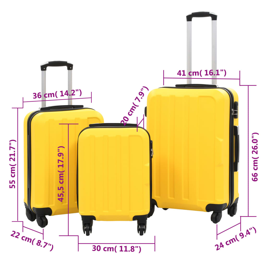 Hartschalen-Trolley-Set 3 Stk. Gelb ABS - Premium Reisekoffer  - Just €141.82! Shop now at homesales4u