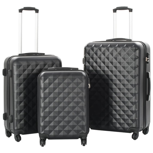 Hartschalen-Trolley-Set 3 Stk. Schwarz ABS - Premium Reisekoffer  - Just €164.61! Shop now at homesales4u