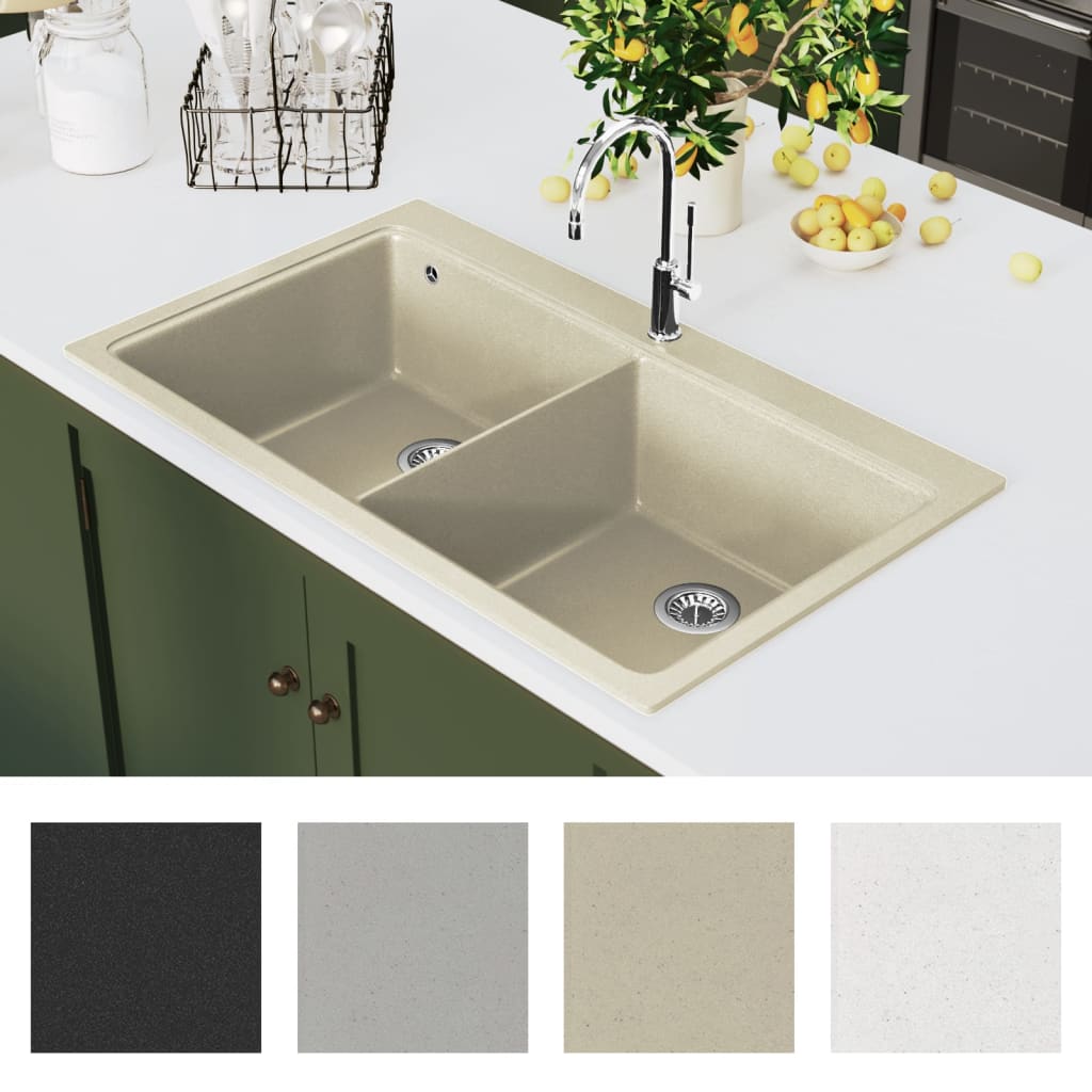 Granitspüle Doppelbecken Beige - Premium Küchenspülen & Spülbecken  - Just €318.03! Shop now at homesales4u