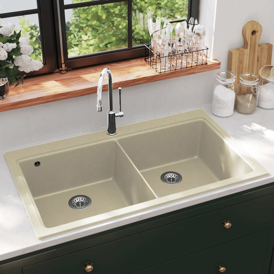 Granitspüle Doppelbecken Beige - Premium Küchenspülen & Spülbecken  - Just €318.03! Shop now at homesales4u