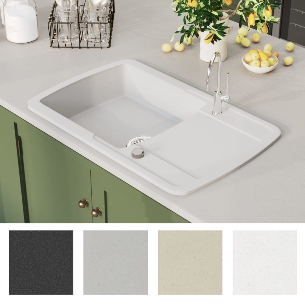 Granitspüle Einzelbecken Weiß - Premium Küchenspülen & Spülbecken  - Just €238.12! Shop now at homesales4u