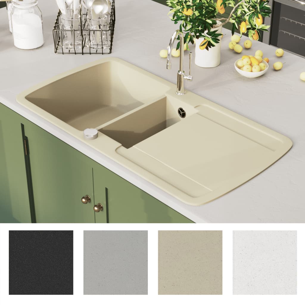 Granitspüle Doppelbecken Beige - Premium Küchenspülen & Spülbecken  - Just €309.42! Shop now at homesales4u