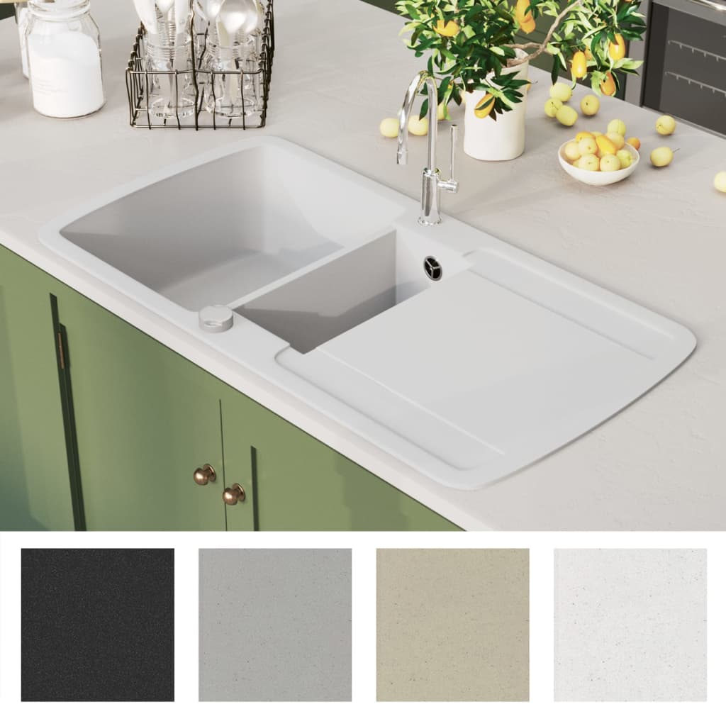 Granitspüle Doppelbecken Weiß - Premium Küchenspülen & Spülbecken  - Just €261.37! Shop now at homesales4u