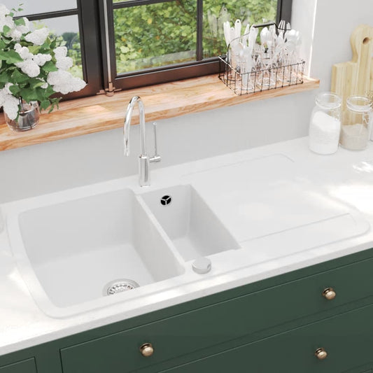 Granitspüle Doppelbecken Weiß - Premium Küchenspülen & Spülbecken  - Just €261.37! Shop now at homesales4u
