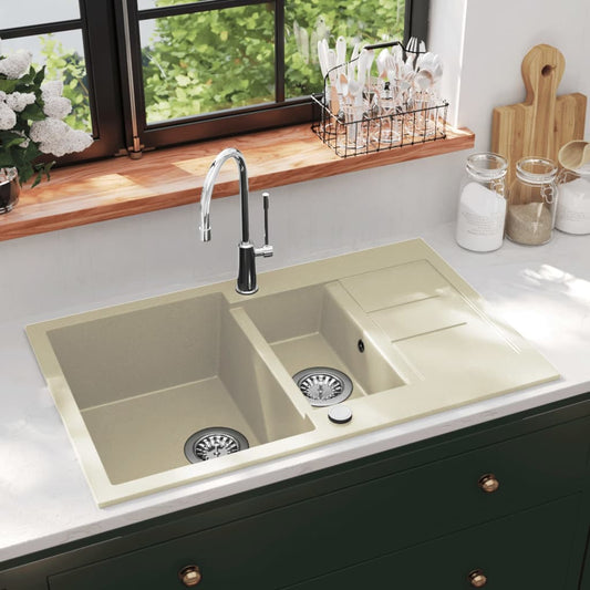 Granitspüle Doppelbecken Beige - Premium Küchenspülen & Spülbecken  - Just €232.52! Shop now at homesales4u