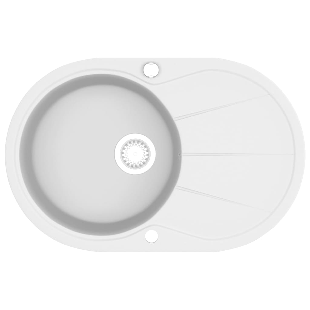 Granitspüle Einzelbecken Oval Weiß - Premium Küchenspülen & Spülbecken  - Just €242.60! Shop now at homesales4u