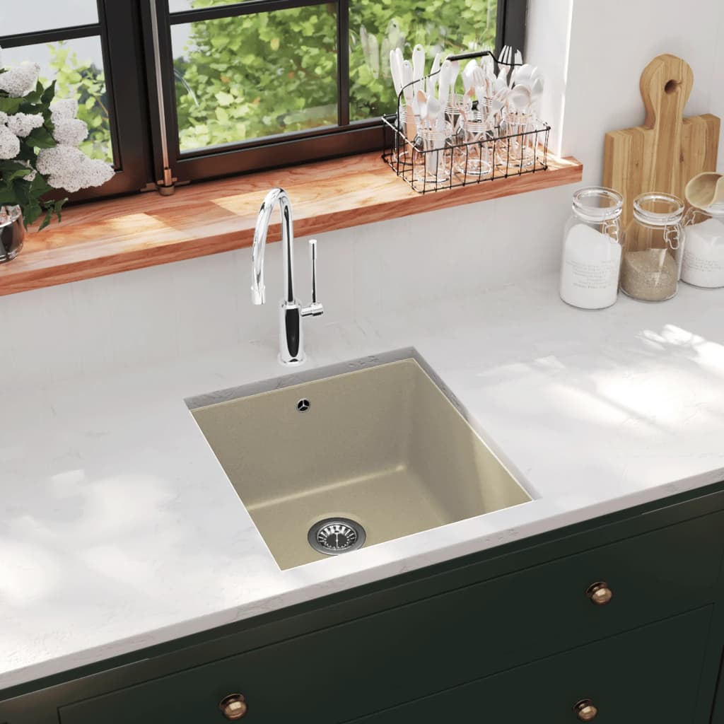Granitspüle Einzelbecken Beige - Premium Küchenspülen & Spülbecken  - Just €165.96! Shop now at homesales4u