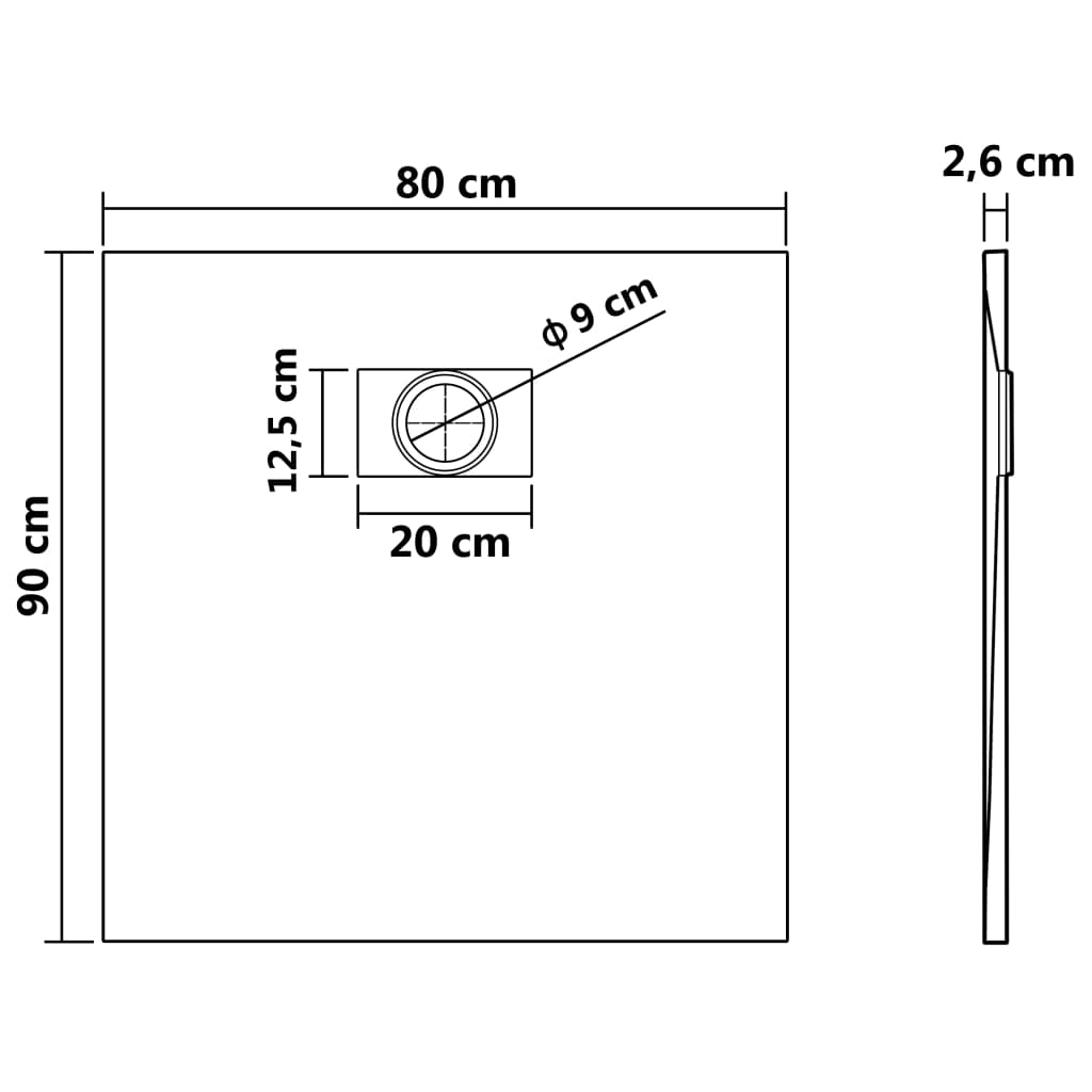 Duschwanne SMC Weiß 90×80 cm - Premium Duschwannen  - Just €197.15! Shop now at homesales4u