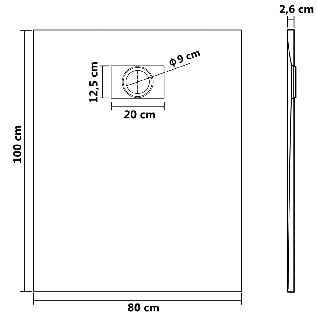 Duschwanne SMC Schwarz 100×80 cm - Premium Duschwannen  - Just €243.69! Shop now at homesales4u