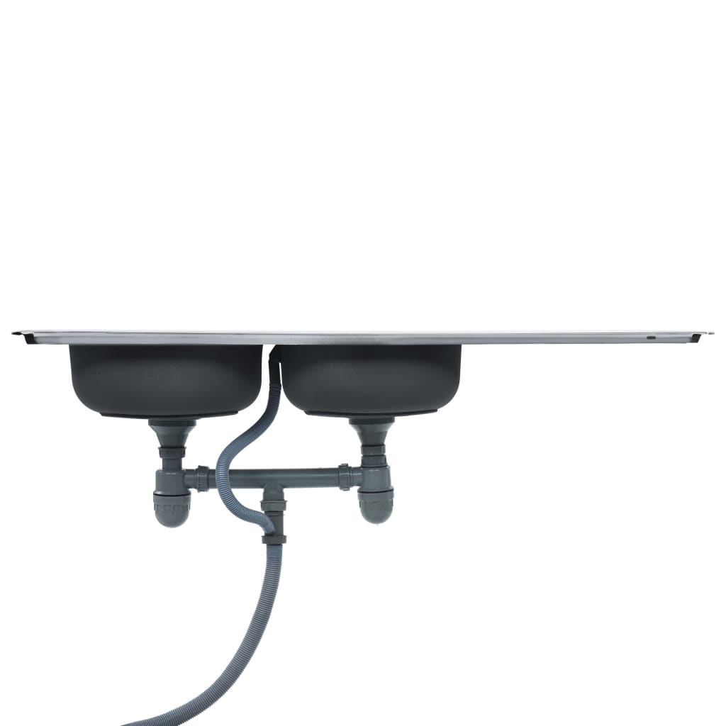 Küchenspüle Doppelbecken mit Sieb & Siphon Edelstahl - Premium Küchenspülen & Spülbecken  - Just €230.10! Shop now at homesales4u