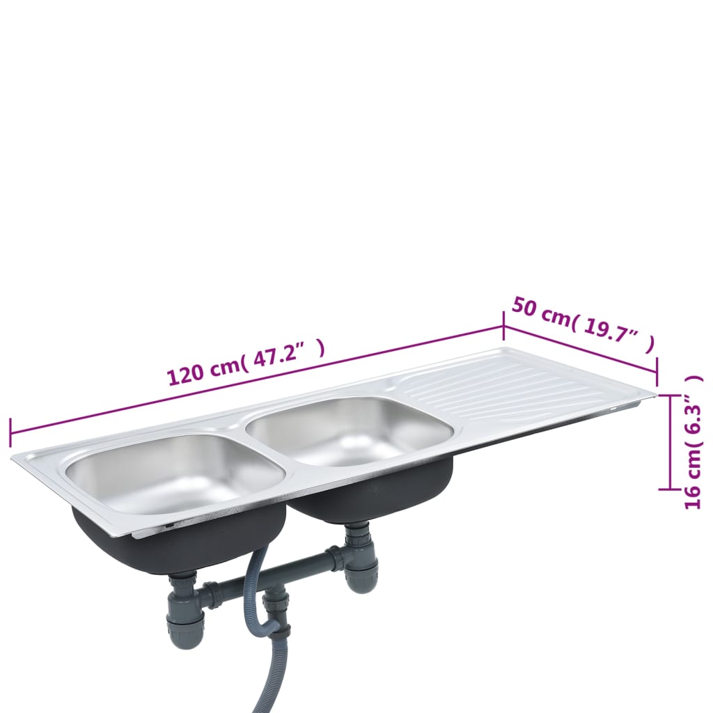 Küchenspüle Doppelbecken mit Sieb & Siphon Edelstahl - Premium Küchenspülen & Spülbecken  - Just €230.10! Shop now at homesales4u