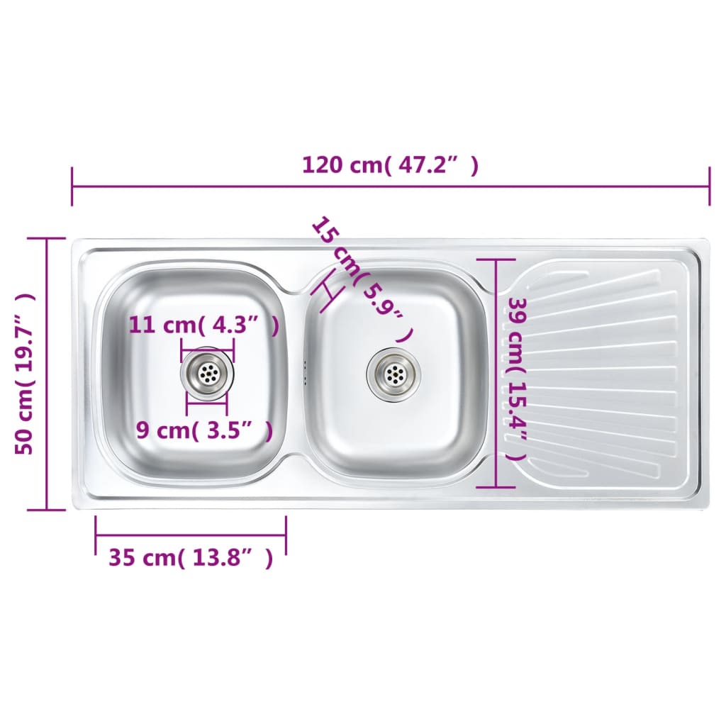 Küchenspüle Doppelbecken mit Sieb & Siphon Edelstahl - Premium Küchenspülen & Spülbecken  - Just €230.10! Shop now at homesales4u