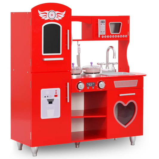 Spielküche Kinder MDF 84x31x89 cm Rot - Premium Spielzeug-Küchen & Spielzeug-Lebensmittel  - Just €144.11! Shop now at homesales4u
