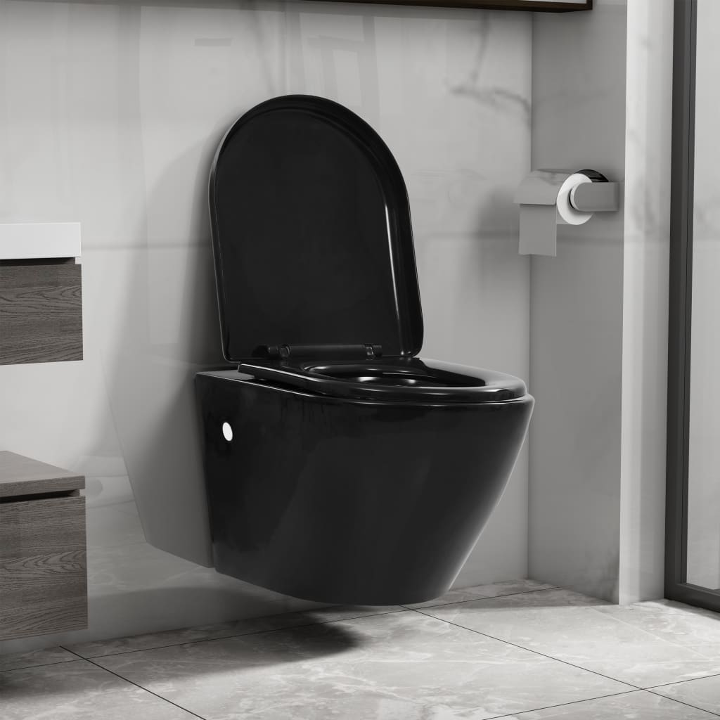 Wand-WC ohne Spülrand Keramik Schwarz - Premium Toiletten  - Just €283.97! Shop now at homesales4u
