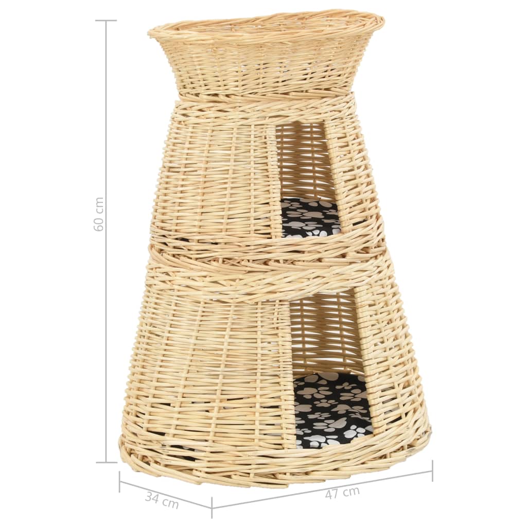 3-tlg. Katzenkorb-Set mit Kissen 47 x 34 x 60 cm Natur Weide - Premium Kratzbäume  - Just €97.57! Shop now at homesales4u