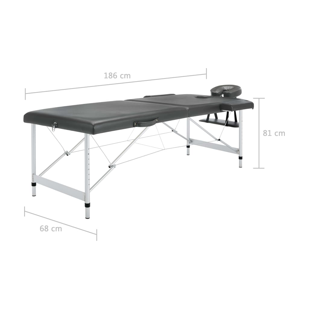 Massageliege 2-Zonen Aluminiumgestell Anthrazit 186x68 cm - Premium Massagetische  - Just €220.50! Shop now at homesales4u