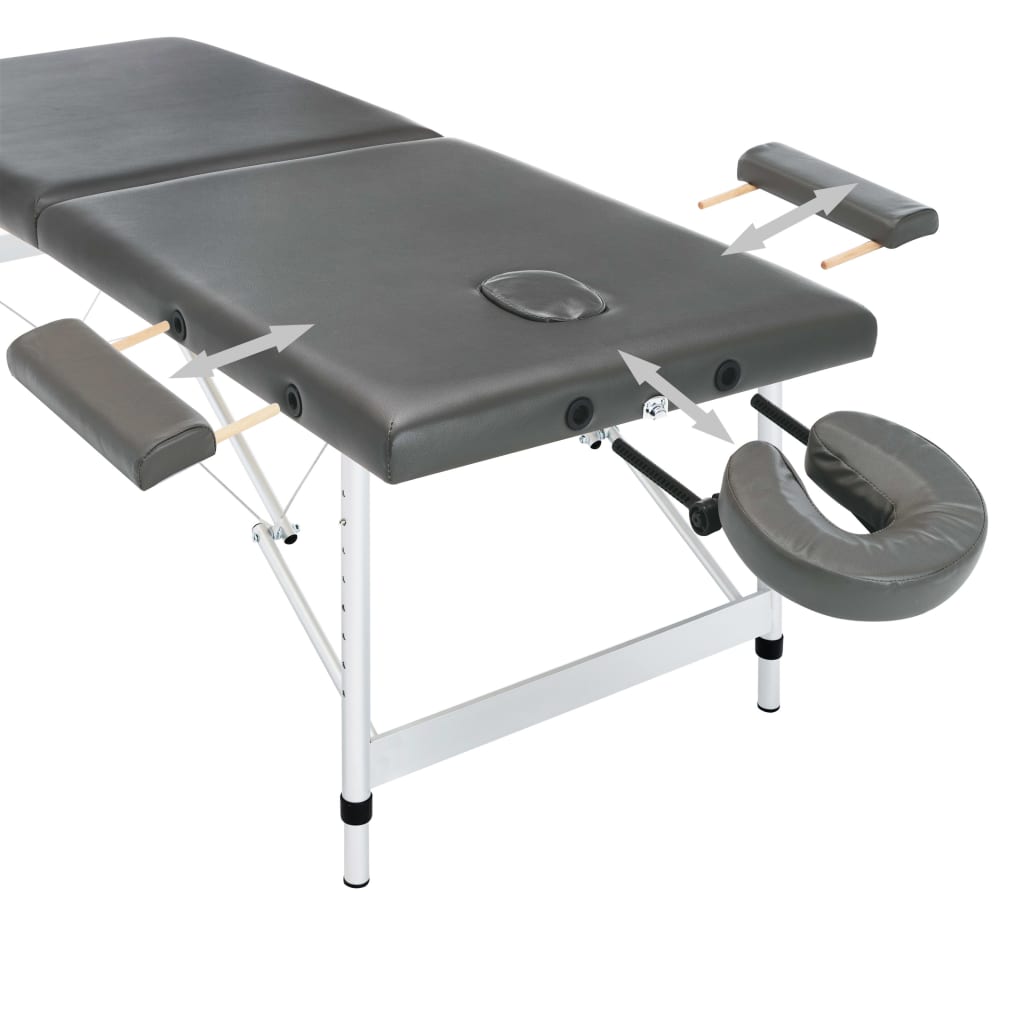 Massageliege 2-Zonen Aluminiumgestell Anthrazit 186x68 cm - Premium Massagetische  - Just €220.50! Shop now at homesales4u