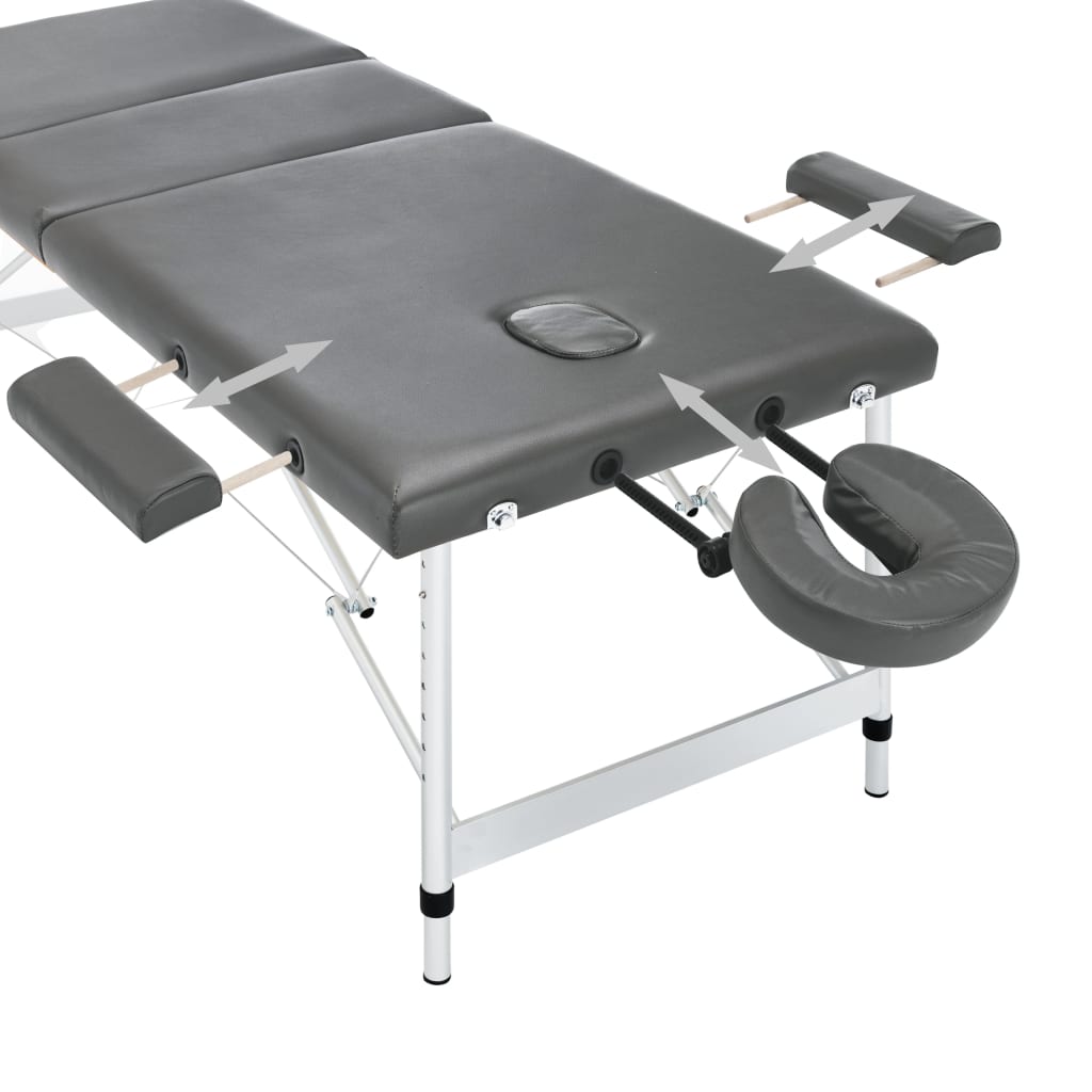 Massagetisch mit 3 Zonen Aluminiumrahmen Anthrazit 186×68 cm - Premium Massagetische  - Just €229.25! Shop now at homesales4u