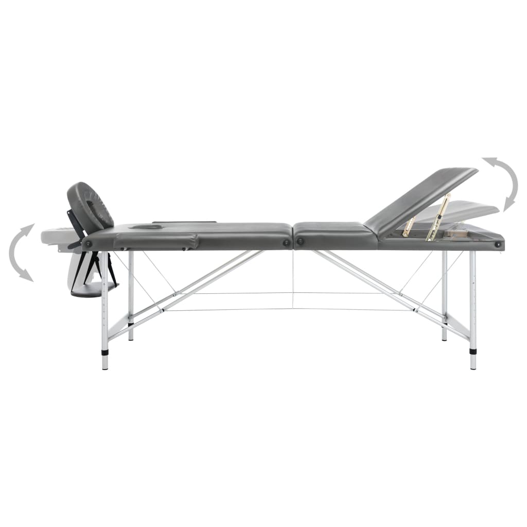 Massagetisch mit 3 Zonen Aluminiumrahmen Anthrazit 186×68 cm - Premium Massagetische  - Just €229.25! Shop now at homesales4u