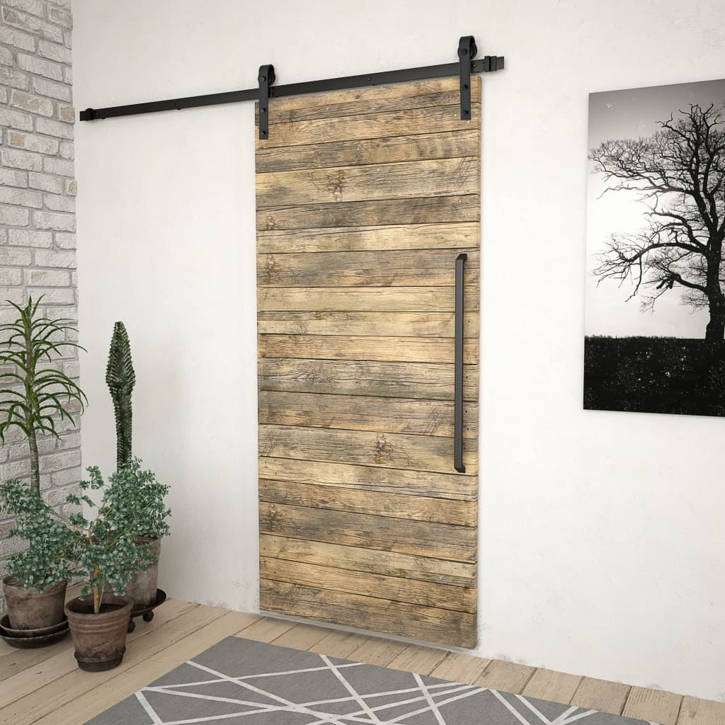 Schiebetürbeschlag-Set SKIEN 200 cm Stahl Schwarz - Premium Türbeschläge & -klingeln  - Just €61.13! Shop now at homesales4u
