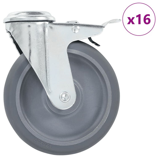 16 Stk. Lenkrollen mit Rückenloch 125 mm - Premium Materialbeförderung  - Just €188.53! Shop now at homesales4u