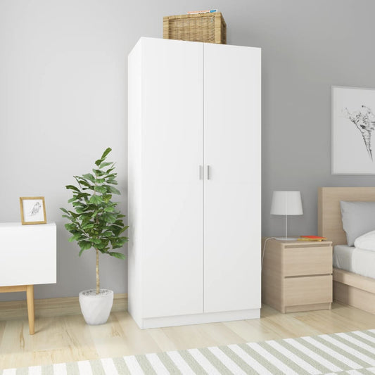 Kleiderschrank Weiß 90x52x200 cm Holzwerkstoff - Premium Kleiderschränke  - Just €229.17! Shop now at homesales4u