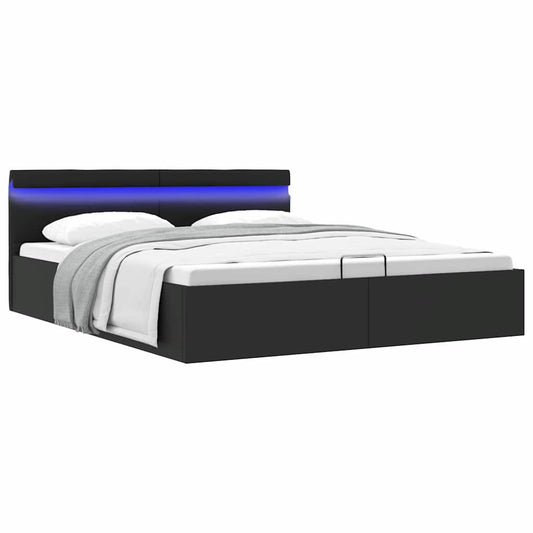 Bett mit Bettkasten Hydraulisch LED Kunstleder 160x200 cm - Premium Betten & Bettgestelle  - Just €476.86! Shop now at homesales4u