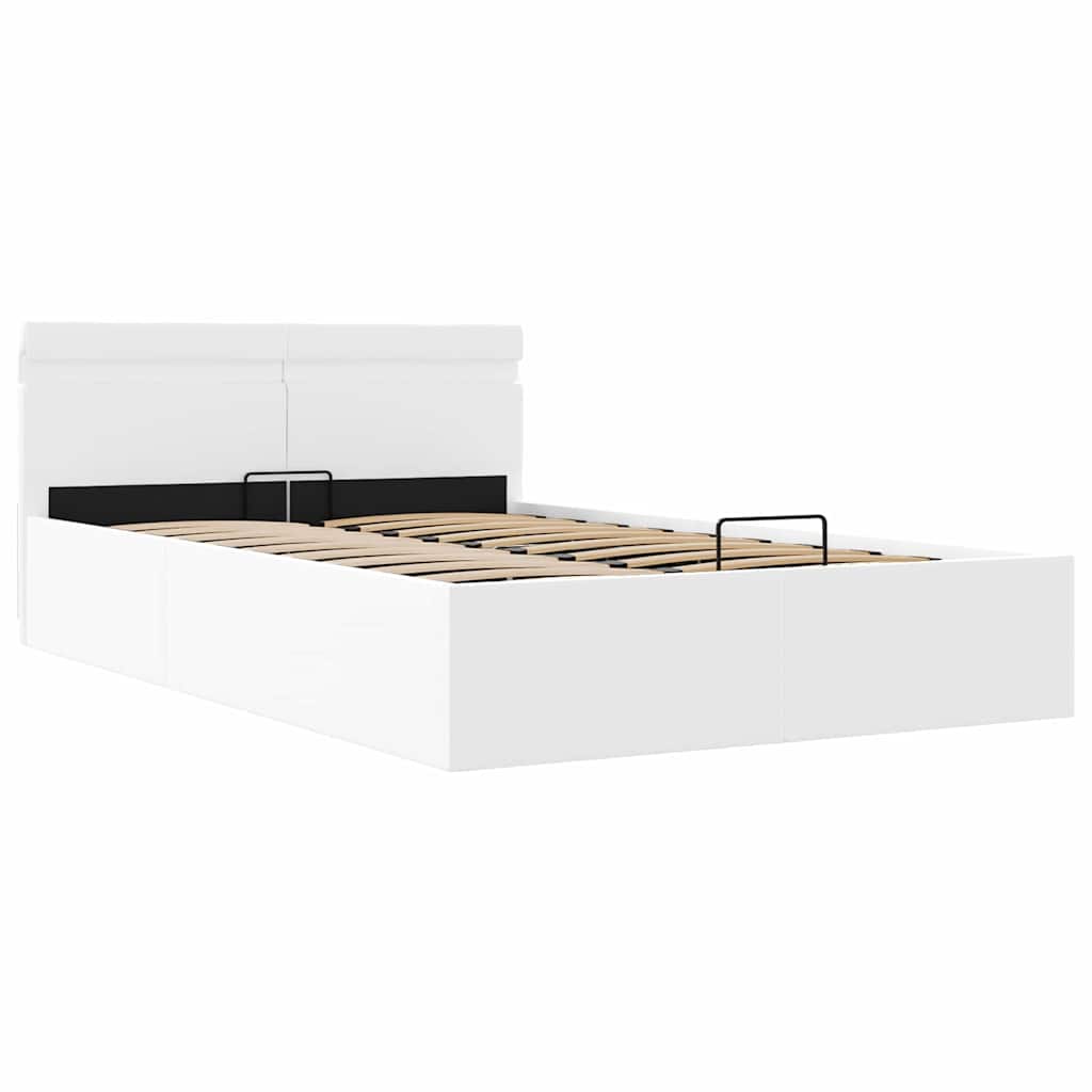 Bett mit Bettkasten Hydraulisch LED Weiß Kunstleder 140x200 cm - Premium Betten & Bettgestelle  - Just €520.29! Shop now at homesales4u
