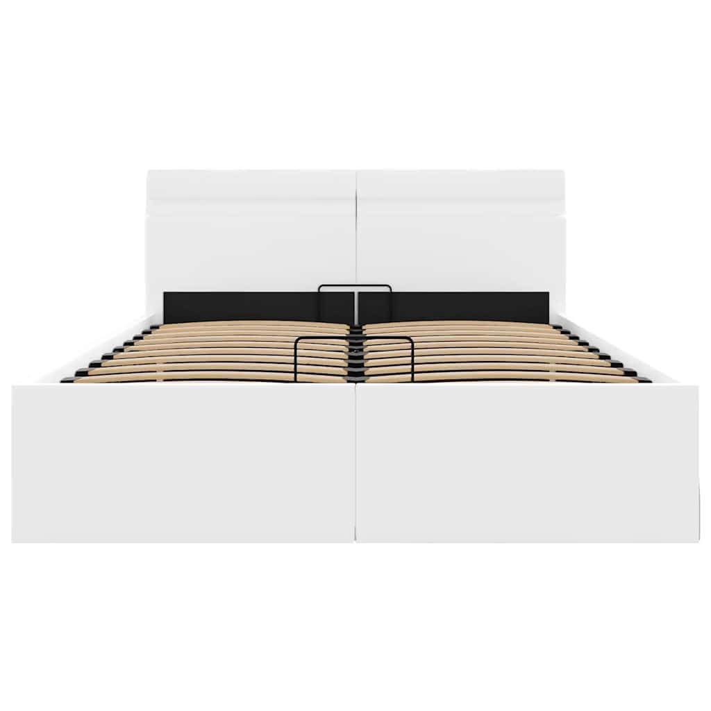 Bett mit Bettkasten Hydraulisch LED Weiß Kunstleder 140x200 cm - Premium Betten & Bettgestelle  - Just €520.29! Shop now at homesales4u