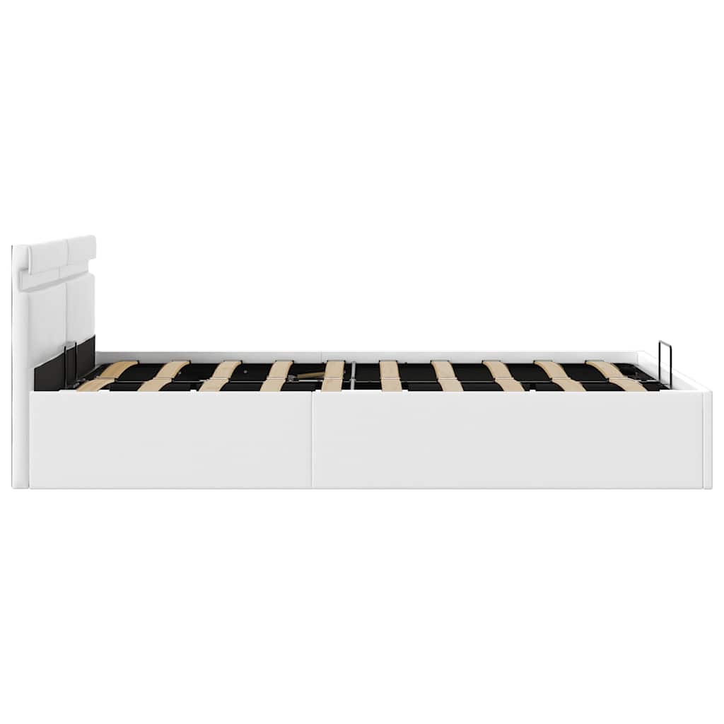Bett mit Bettkasten Hydraulisch LED Weiß Kunstleder 140x200 cm - Premium Betten & Bettgestelle  - Just €520.29! Shop now at homesales4u