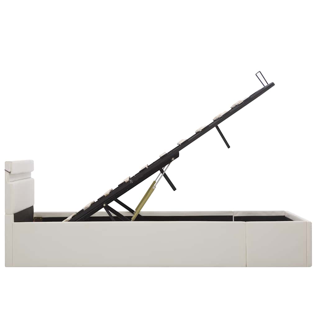 Bett mit Bettkasten Hydraulisch LED Weiß Kunstleder 140x200 cm - Premium Betten & Bettgestelle  - Just €520.29! Shop now at homesales4u