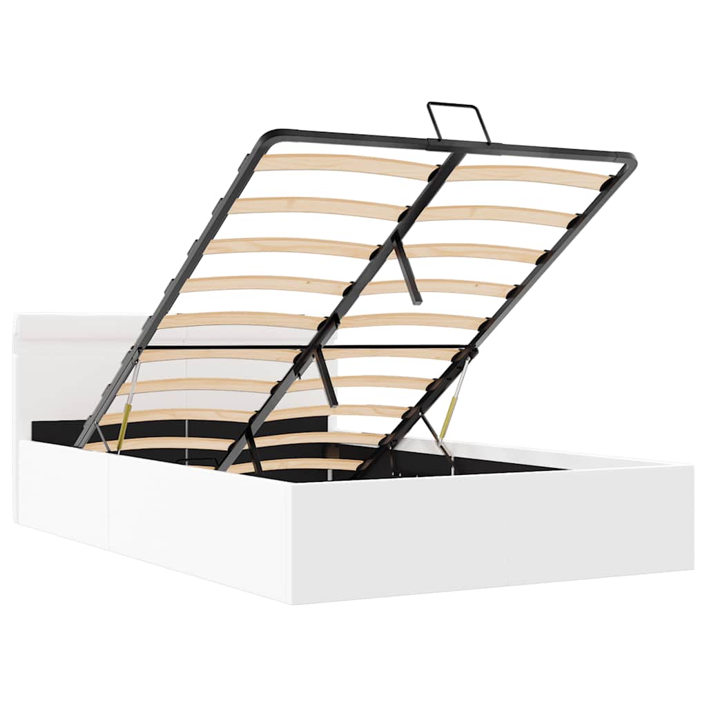 Bett mit Bettkasten Hydraulisch LED Weiß Kunstleder 140x200 cm - Premium Betten & Bettgestelle  - Just €520.29! Shop now at homesales4u