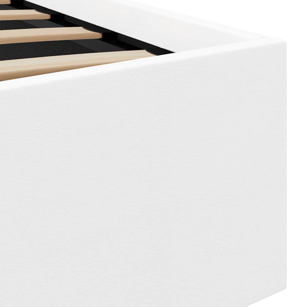 Bett mit Bettkasten Hydraulisch LED Weiß Kunstleder 140x200 cm - Premium Betten & Bettgestelle  - Just €520.29! Shop now at homesales4u
