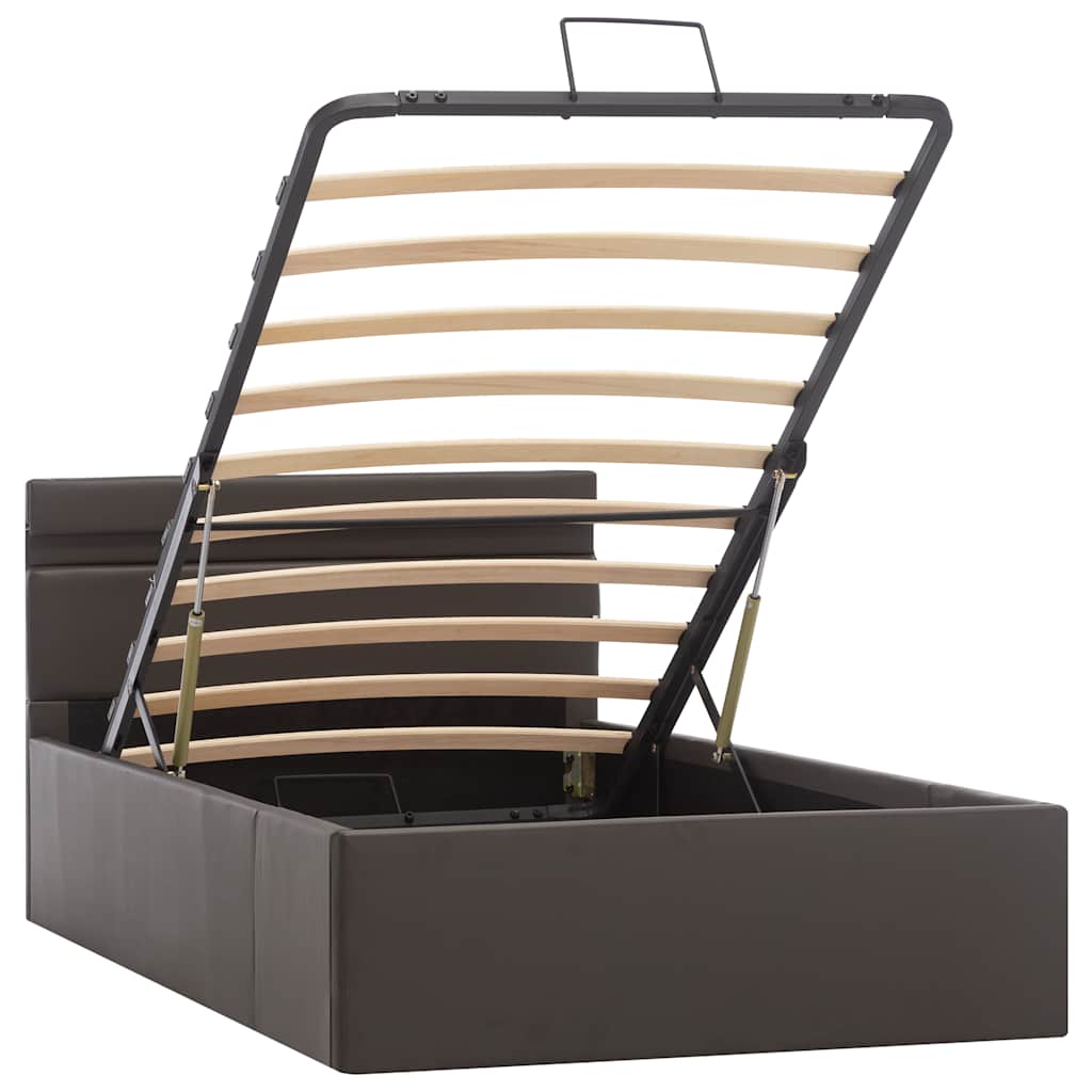 Bett mit Bettkasten Hydraulisch LED Grau Kunstleder 90x200 cm - Premium Betten & Bettgestelle  - Just €391.27! Shop now at homesales4u