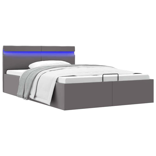Bett mit Bettkasten Hydraulisch LED Grau Kunstleder 120x200 cm - Premium Betten & Bettgestelle  - Just €512.80! Shop now at homesales4u