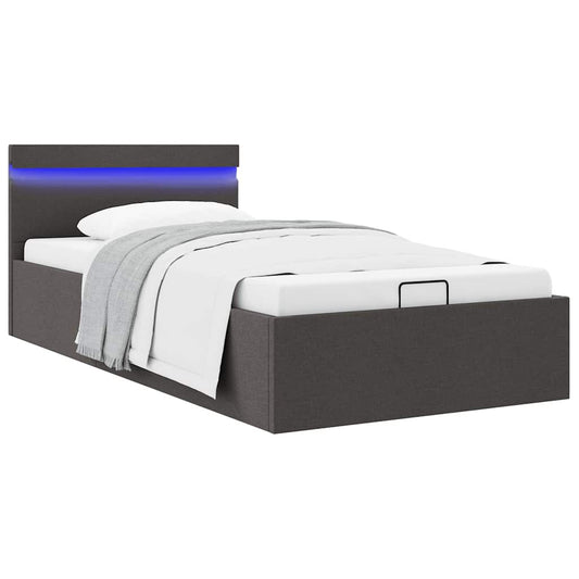 Bett mit Bettkasten Hydraulisch LED Dunkelgrau Stoff 90x200 cm - Premium Betten & Bettgestelle  - Just €489.85! Shop now at homesales4u