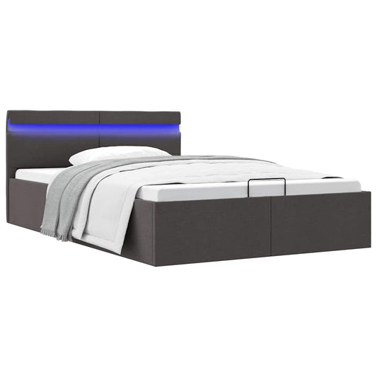 Bett mit Bettkasten Hydraulisch LED Dunkelgrau Stoff 120x200 cm - Premium Betten & Bettgestelle  - Just €505.73! Shop now at homesales4u