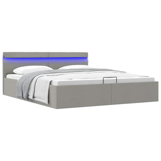 Bett mit Bettkasten Hydraulisch LED Hellgrau Stoff 180x200 cm - Premium Betten & Bettgestelle  - Just €445.81! Shop now at homesales4u