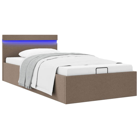Bett mit Bettkasten Hydraulisch mit LED Taupe Stoff 90x200 cm - Premium Betten & Bettgestelle  - Just €336.39! Shop now at homesales4u