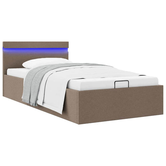 Bett mit Bettkasten Hydraulisch mit LED Taupe Stoff 100x200 cm - Premium Betten & Bettgestelle  - Just €394.87! Shop now at homesales4u