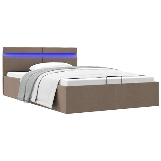 Bett mit Bettkasten Hydraulisch mit LED Taupe Stoff 120x200 cm - Premium Betten & Bettgestelle  - Just €519.69! Shop now at homesales4u