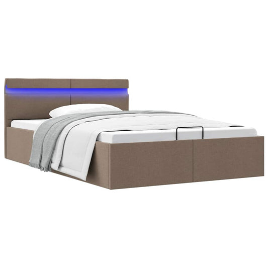 Bett mit Bettkasten Hydraulisch mit LED Taupe Stoff 140x200 cm - Premium Betten & Bettgestelle  - Just €472.80! Shop now at homesales4u