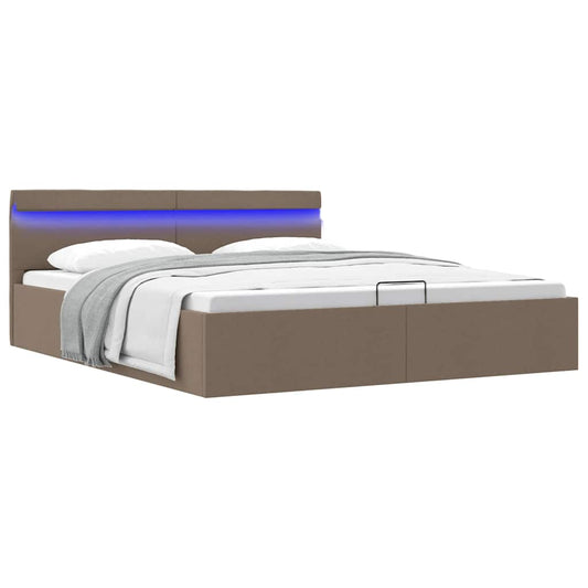 Bett mit Bettkasten Hydraulisch mit LED Taupe Stoff 160x200 cm - Premium Betten & Bettgestelle  - Just €450.70! Shop now at homesales4u
