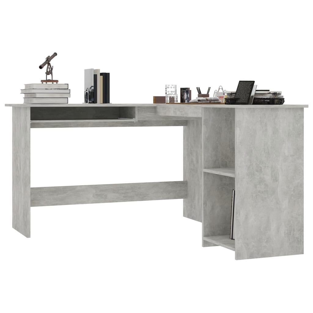 Eckschreibtisch in L-Form Betongrau 120x140x75 cm Holzwerkstoff - Premium Schreibtische  - Just €145.42! Shop now at homesales4u