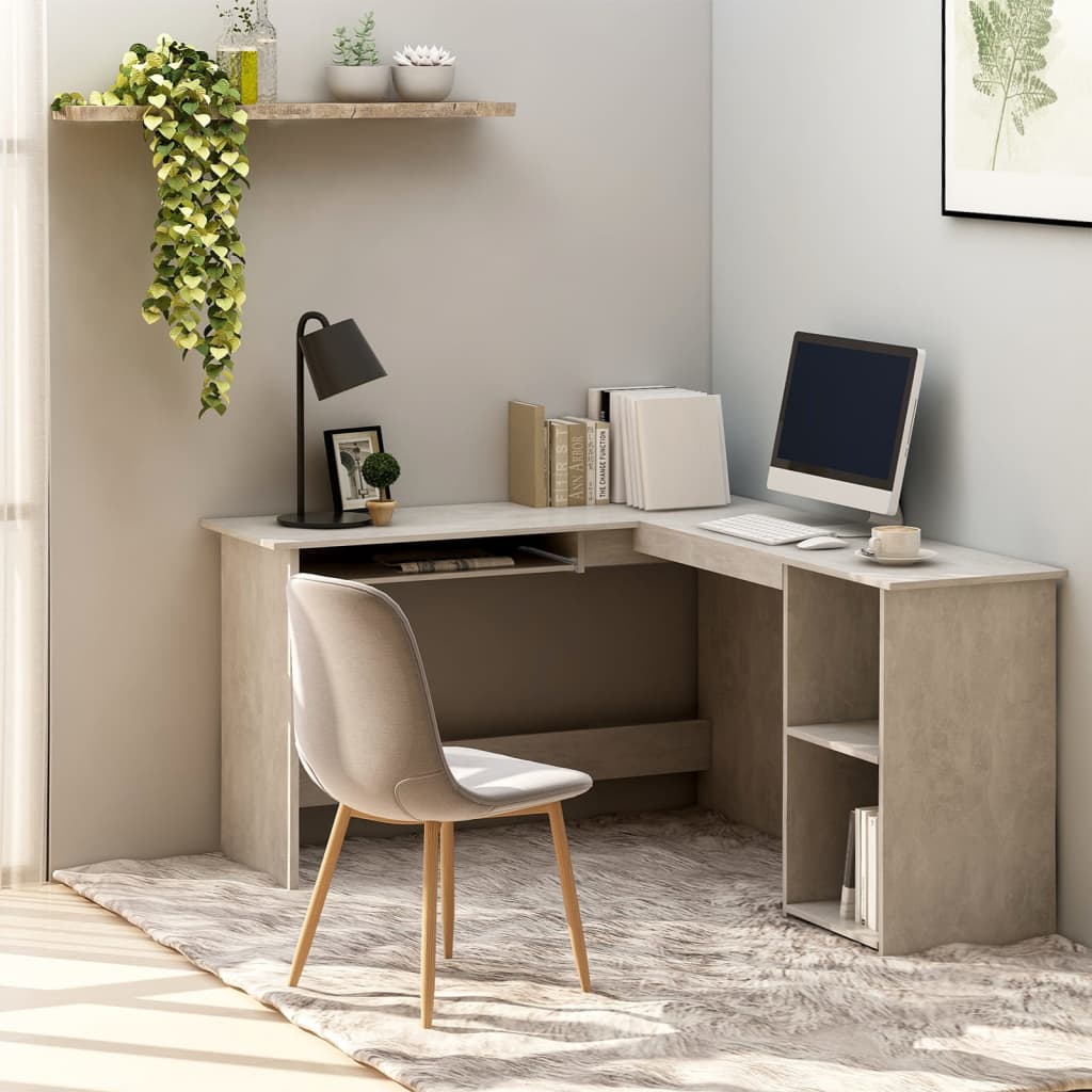 Eckschreibtisch in L-Form Betongrau 120x140x75 cm Holzwerkstoff - Premium Schreibtische  - Just €145.42! Shop now at homesales4u