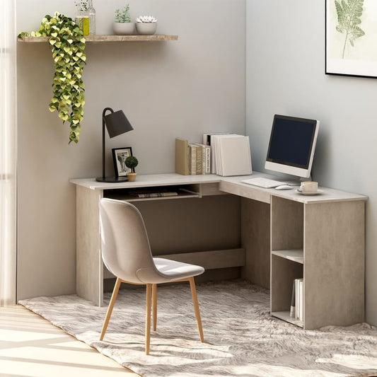 Eckschreibtisch in L-Form Betongrau 120x140x75 cm Holzwerkstoff - Premium Schreibtische  - Just €145.42! Shop now at homesales4u