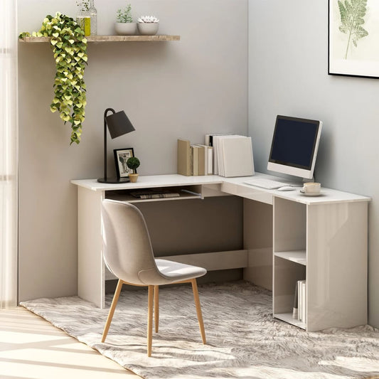 Eckschreibtisch in L-Form Hochglanz-Weiß 120x140x75 cm - Premium Schreibtische  - Just €183.19! Shop now at homesales4u