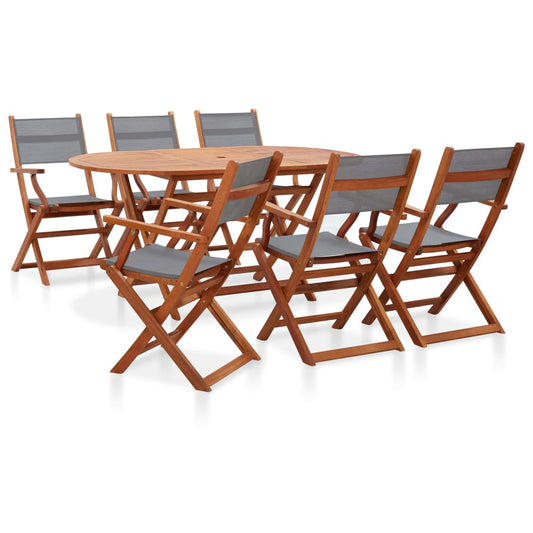 7-tlg. Garten-Essgruppe Eukalyptus Massivholz und Textilene - Premium Gartenmöbel-Sets  - Just €706.07! Shop now at homesales4u