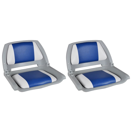Bootssitze 2 Stk. Klappbare Rückenlehne Mit Blau-Weißem Kissen - Premium Segelboot-Zubehör  - Just €190.67! Shop now at homesales4u