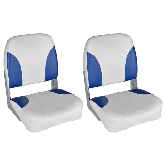 Bootssitze 2 Stk. Klappbare Rückenlehne Mit Blau-Weißem Kissen - Premium Segelboot-Zubehör  - Just €156.85! Shop now at homesales4u